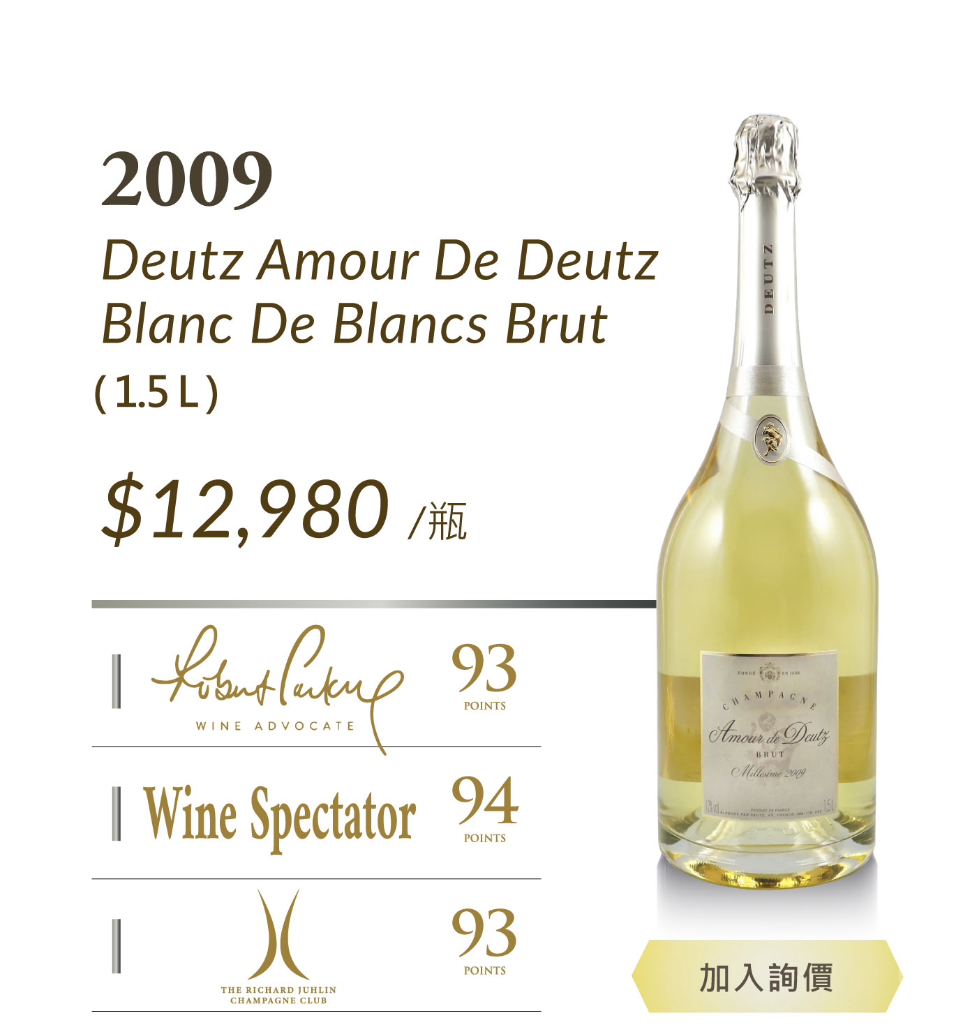 2009 Deutz Amour De Deutz Blanc De Blancs Brut